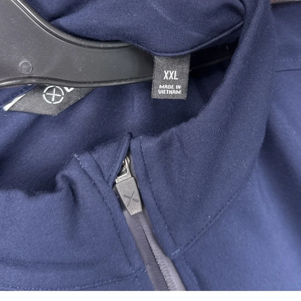 Cuts Pullover Quarter Zip XXL Navy Blue Viscose Blend Stretch Business Casual